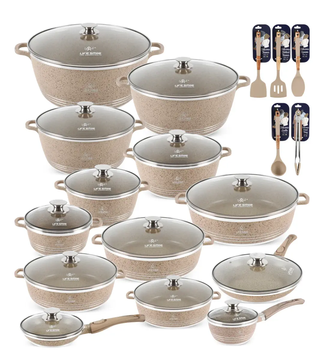 31 Pcs Non Stick Granite Kitchen Cooking Set with Tools