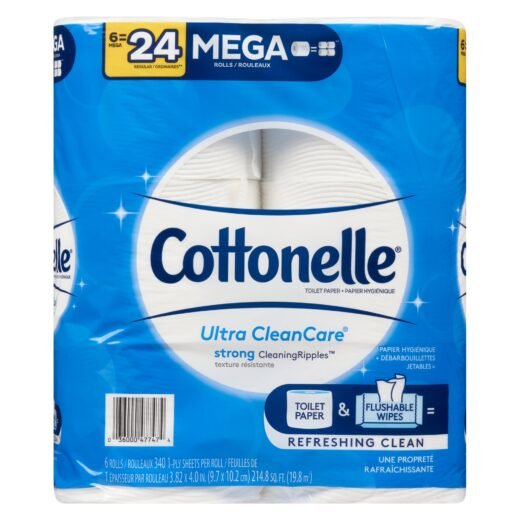 Cottonelle Ultra CleanCare 1-Ply Strong Ripple Toilet Paper, 6-Pack