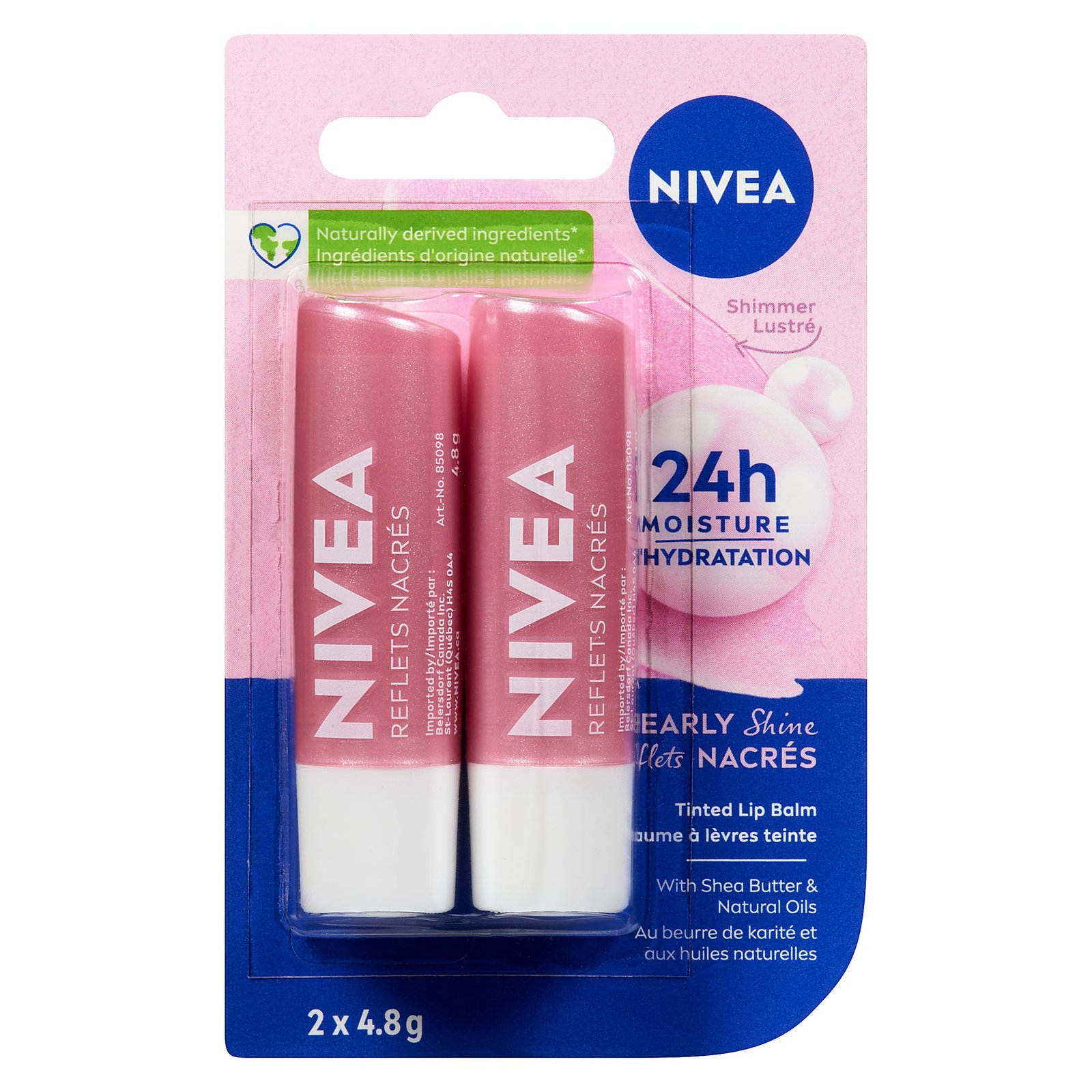 Nivea Pearly Shine Lip Balm, 2-pack