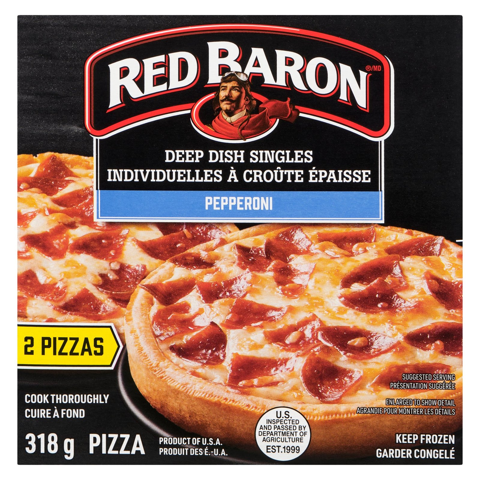 Red Baron Deep Dish Singles Pepperoni Pizzas, 2-Pack