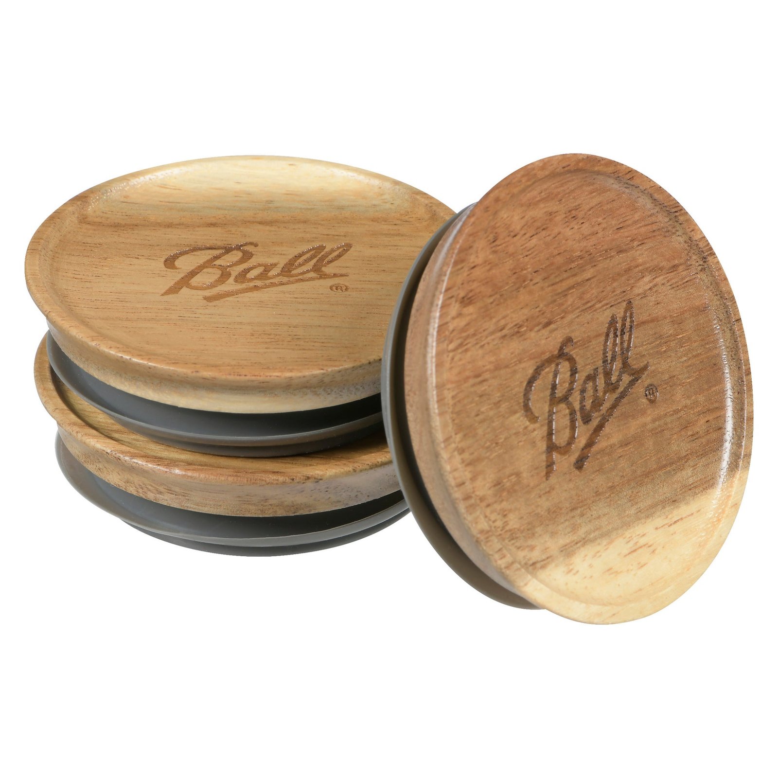 Ball Wooden Lids Regular Mouth, 3 Lids