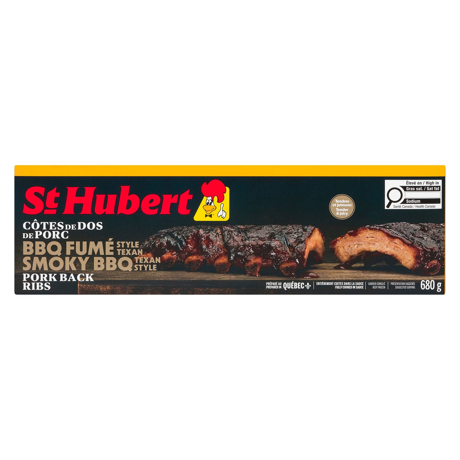 St-Hubert Pork Back Ribs Smoky BBQ Texan Style, 680 g