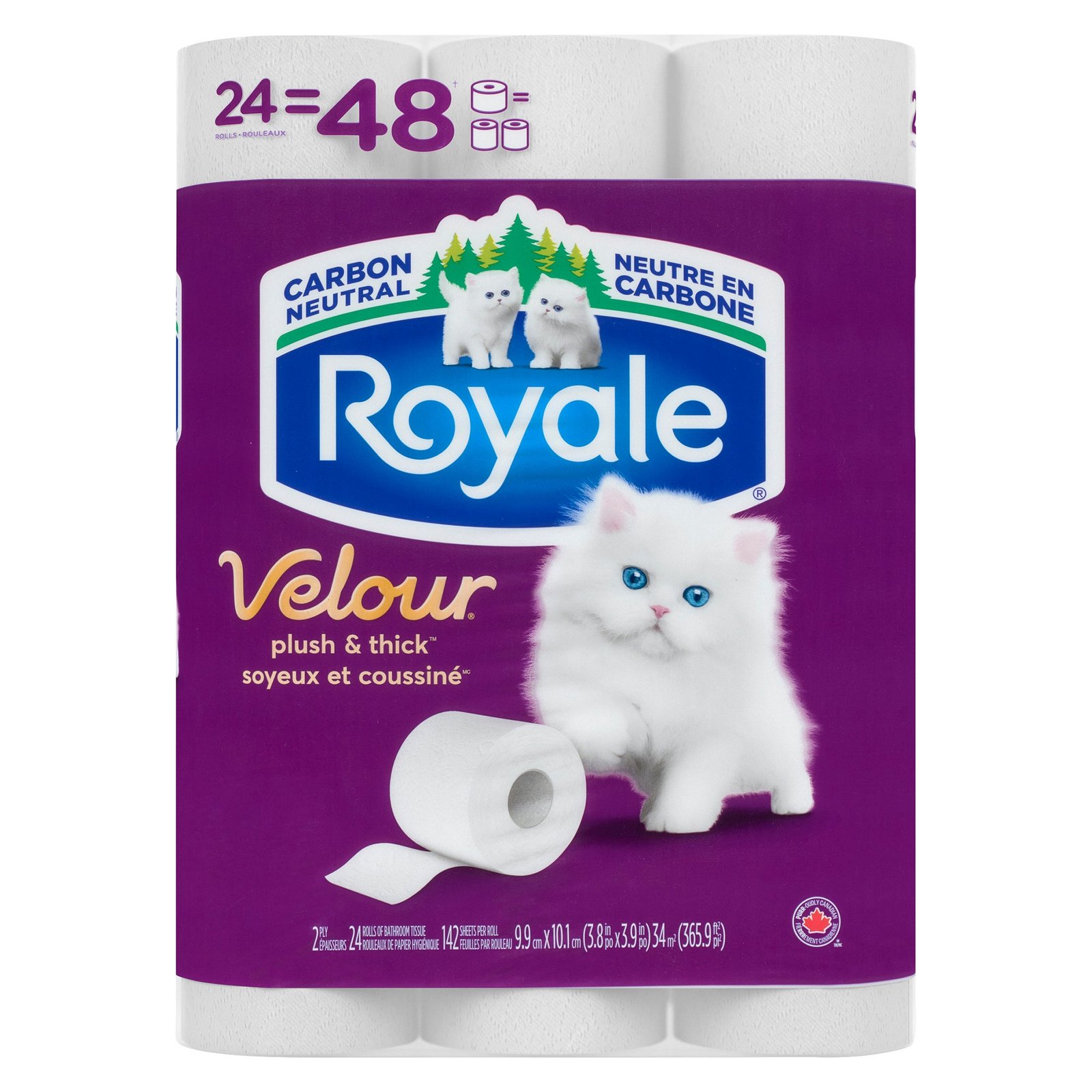 Royale Velour 2 Ply Bathroom Tissue, 24-Pack