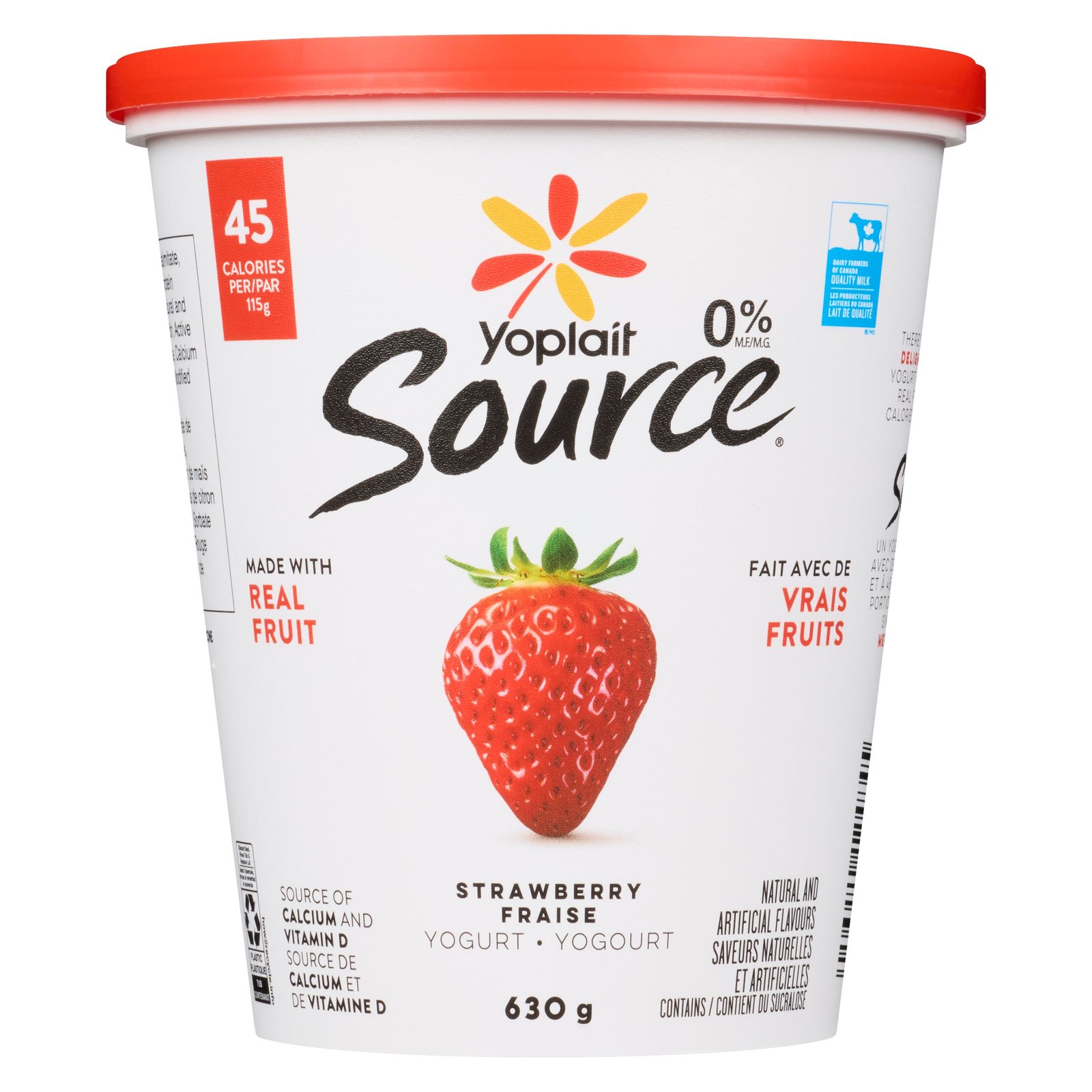 Yoplait Source Yogurt Strawberry 0% M.F., 630 g