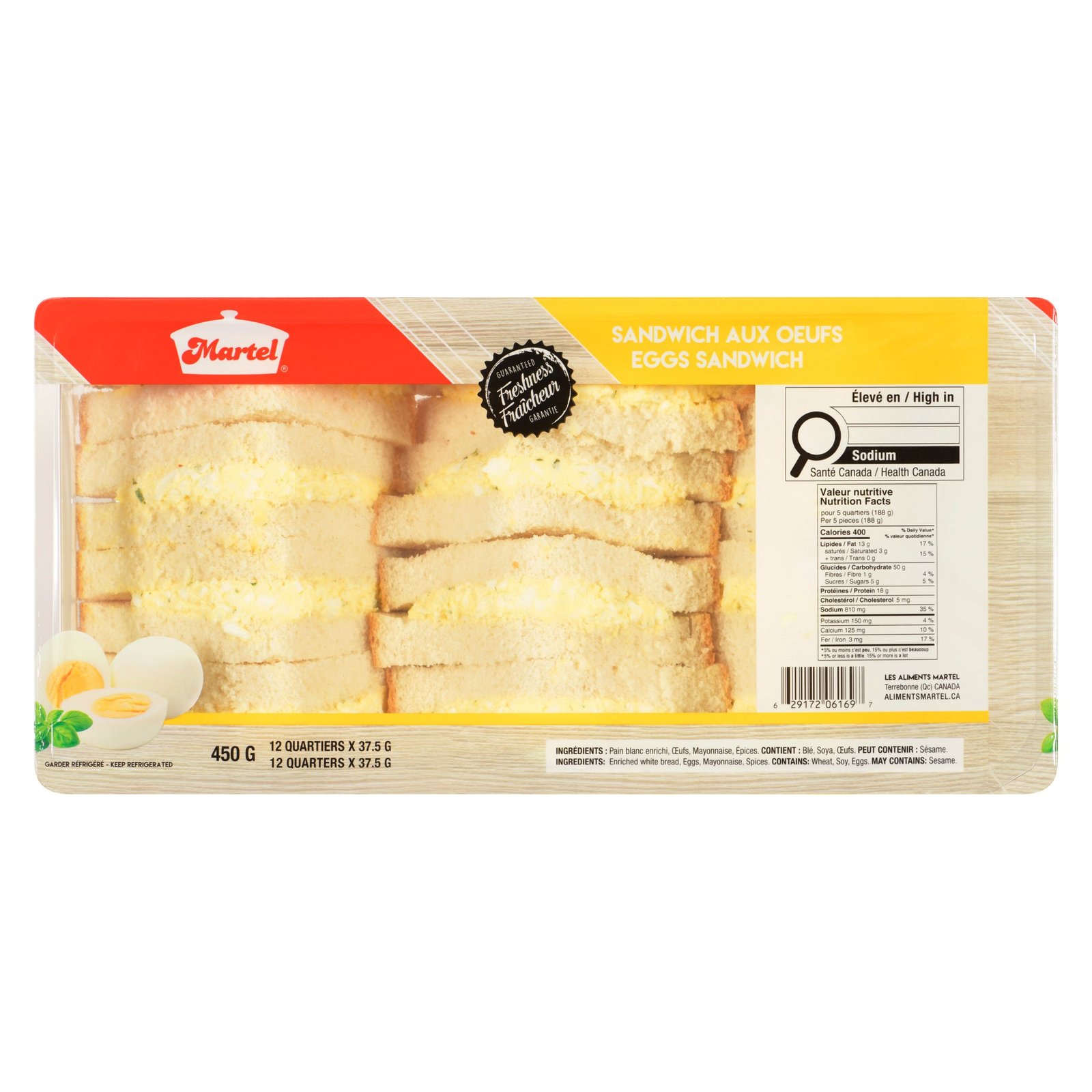 Martel Egg Sandwich Quarters, 12-Pack, 40 g