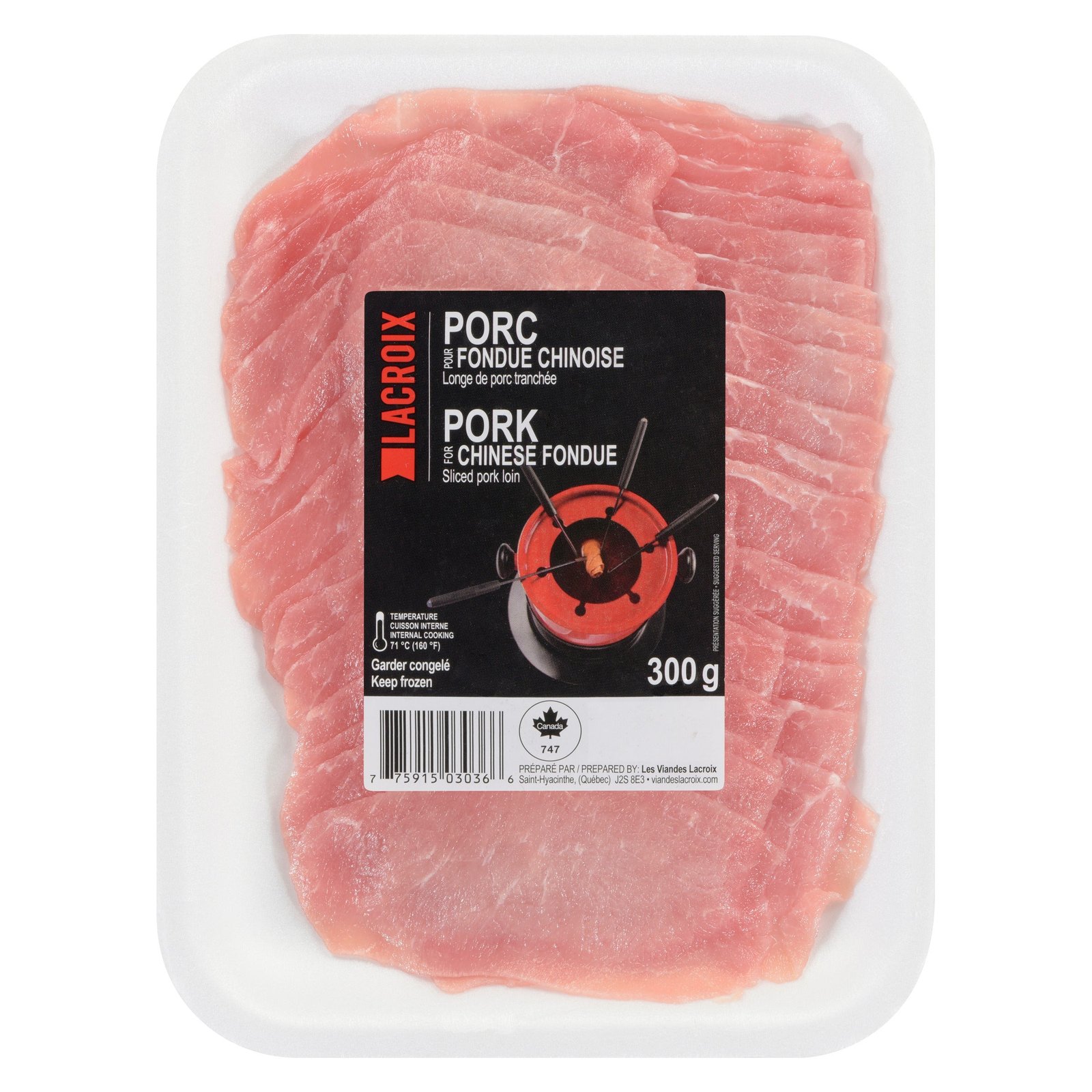 Lacroix Pork for Chinese Fondue Sliced Pork Loin, 300 g