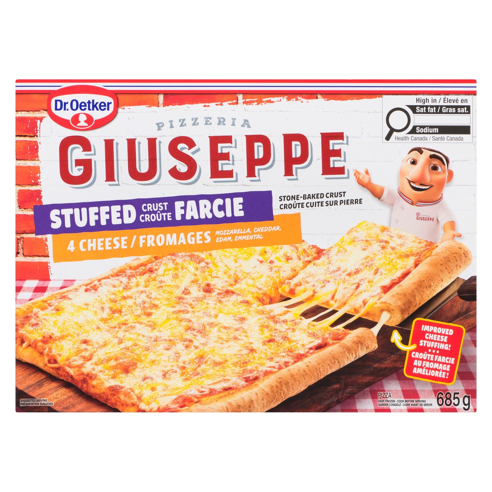 Dr. Oetker Giuseppe Pizzeria Pizza Stuffed Crust 4 Cheese, 685 g