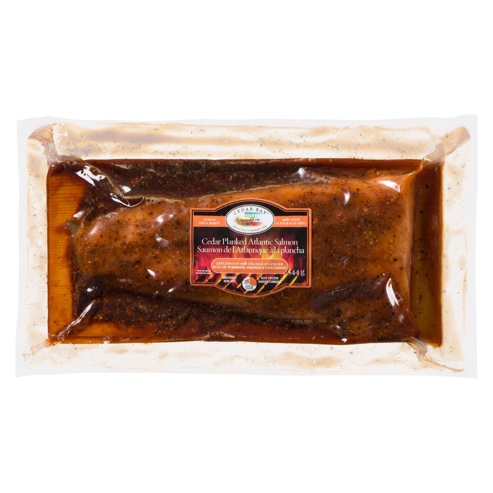 Cedar Bay Planked Atlantic Salmon, Applewood with Orange & Ginger, 544 g