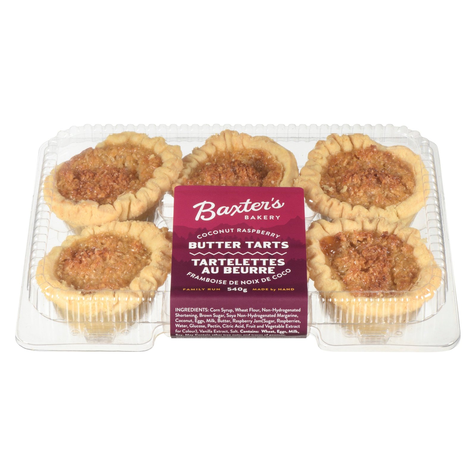 Baxter's Bakery Butter Tarts Coconut Raspberry, 540 g, 6-Pack