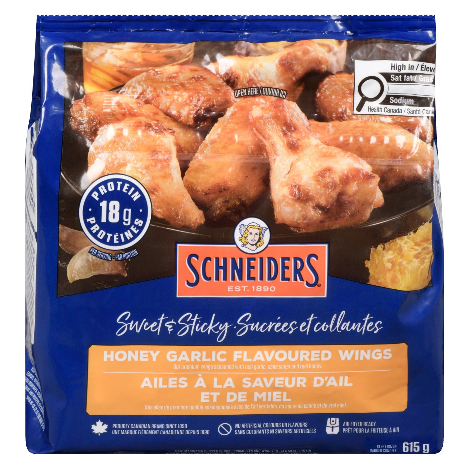 Schneiders Honey Garlic Flavoured Wings Sweet & Sticky, 615 g
