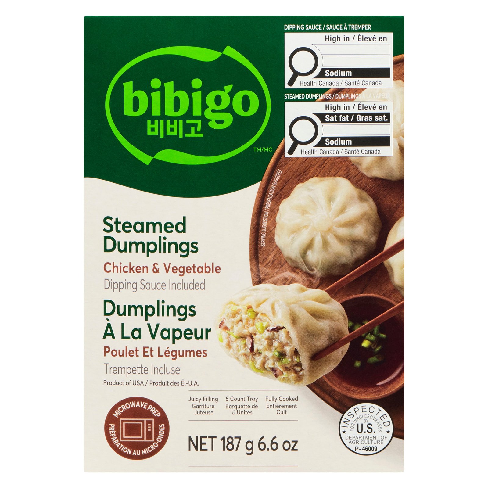 Bibigo Steamed Dumplings Chicken & Vegetable, 187 g
