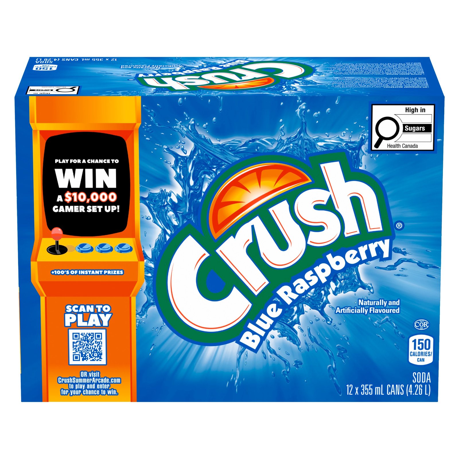Crush Blue Raspberry Soda, 355 ml x 12-Pack