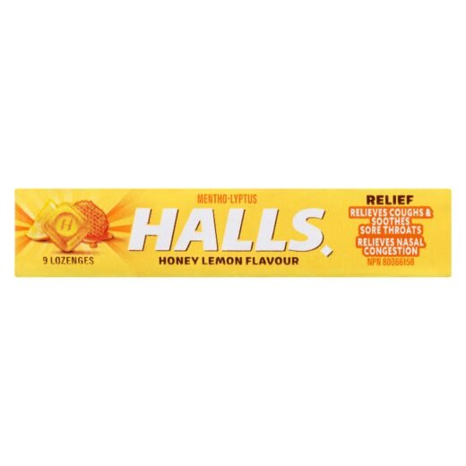 Halls Relief Mentho-Lyptus Honey Lemon Flavour, 9-Pack