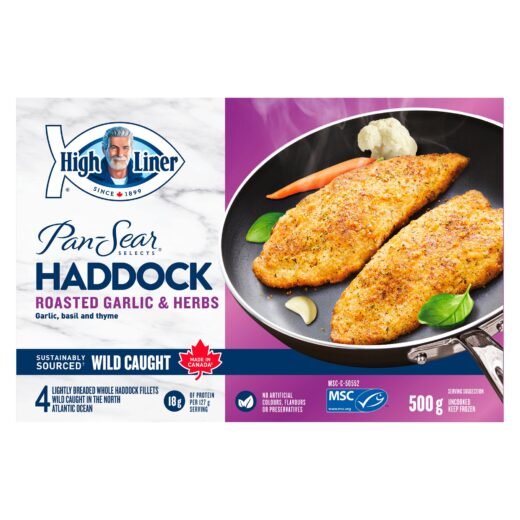 High Liner Pan-Sear Selects Wild Caught Roasted Garlic and Herbs Whole Haddock Fillets, 4-Pack, 500 g