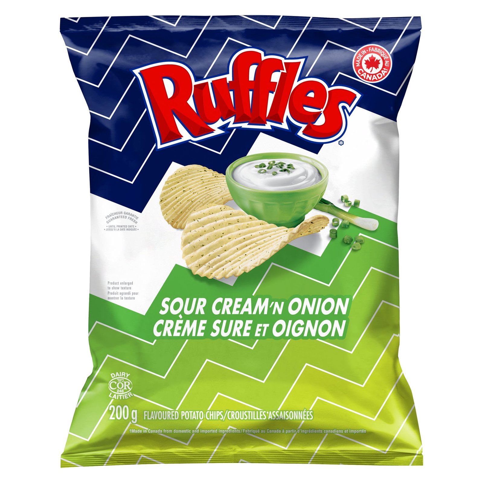 Ruffles Sour Cream and Onion Rippled Potato Chips, 200-g