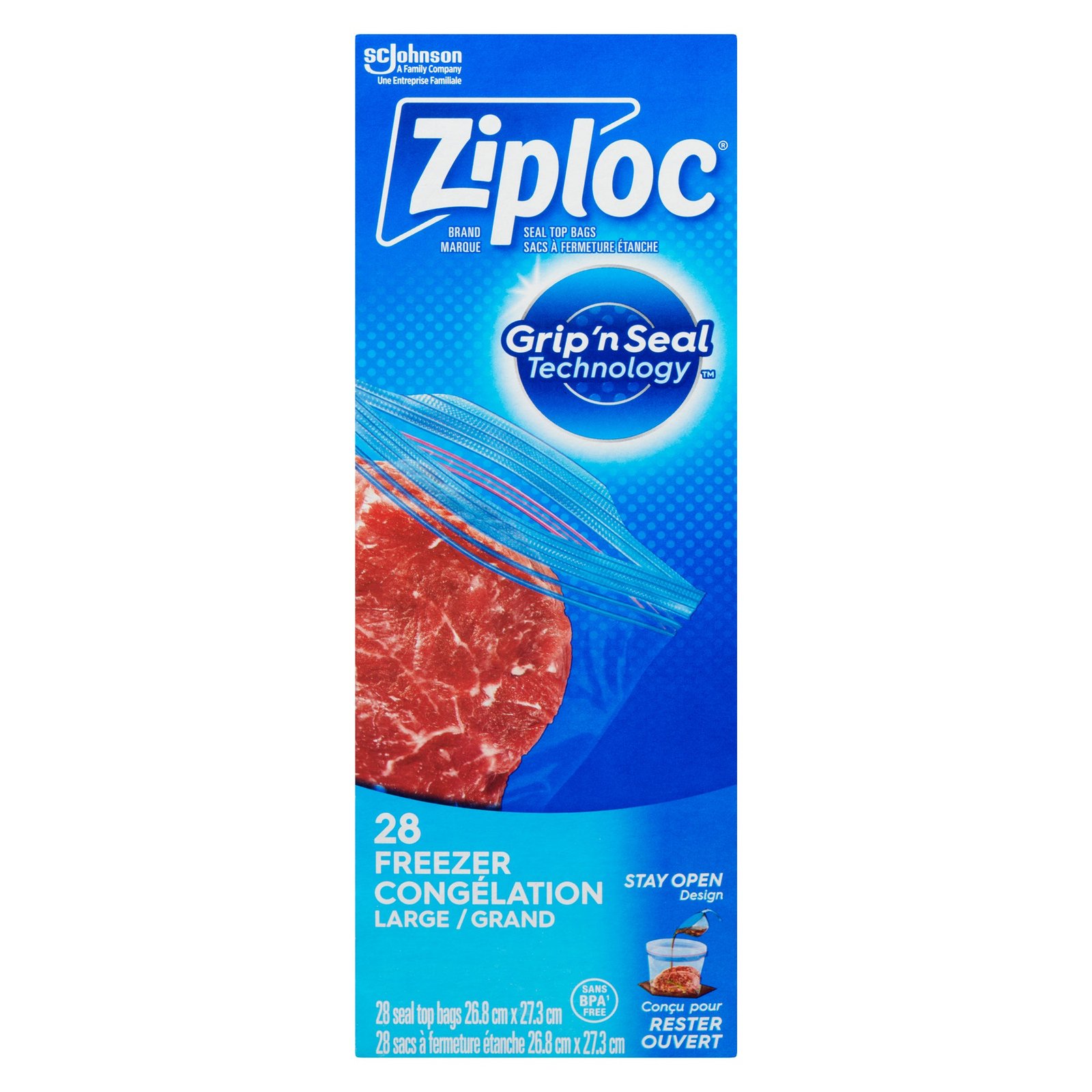 Ziploc Double Zipper Freezer Bags, Large, 28-Pack