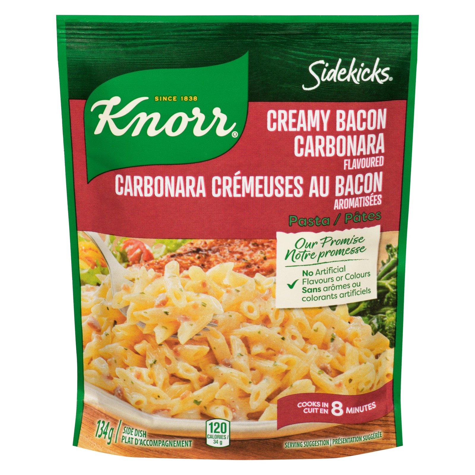 Knorr Sidekicks Creamy Bacon Carbonara Flavoured Pasta, 134 g
