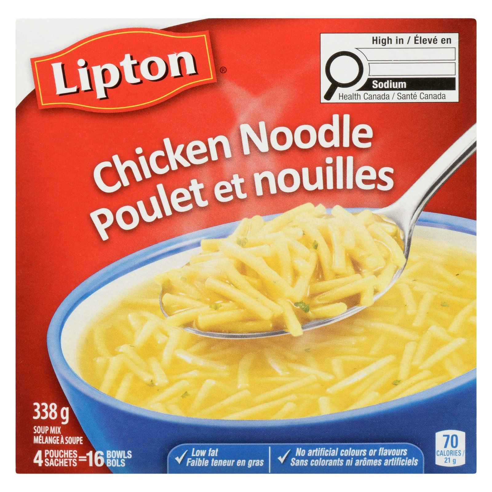 Lipton Chicken Noodle Soup Mix Pouches, 4-Pack, 338 g