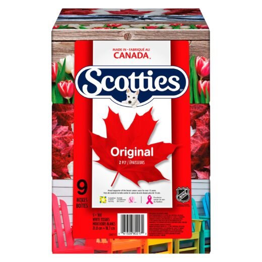 Scotties 2-Ply Original Facial Tissues, 8.3-in x 7.4-in, 9-Pack