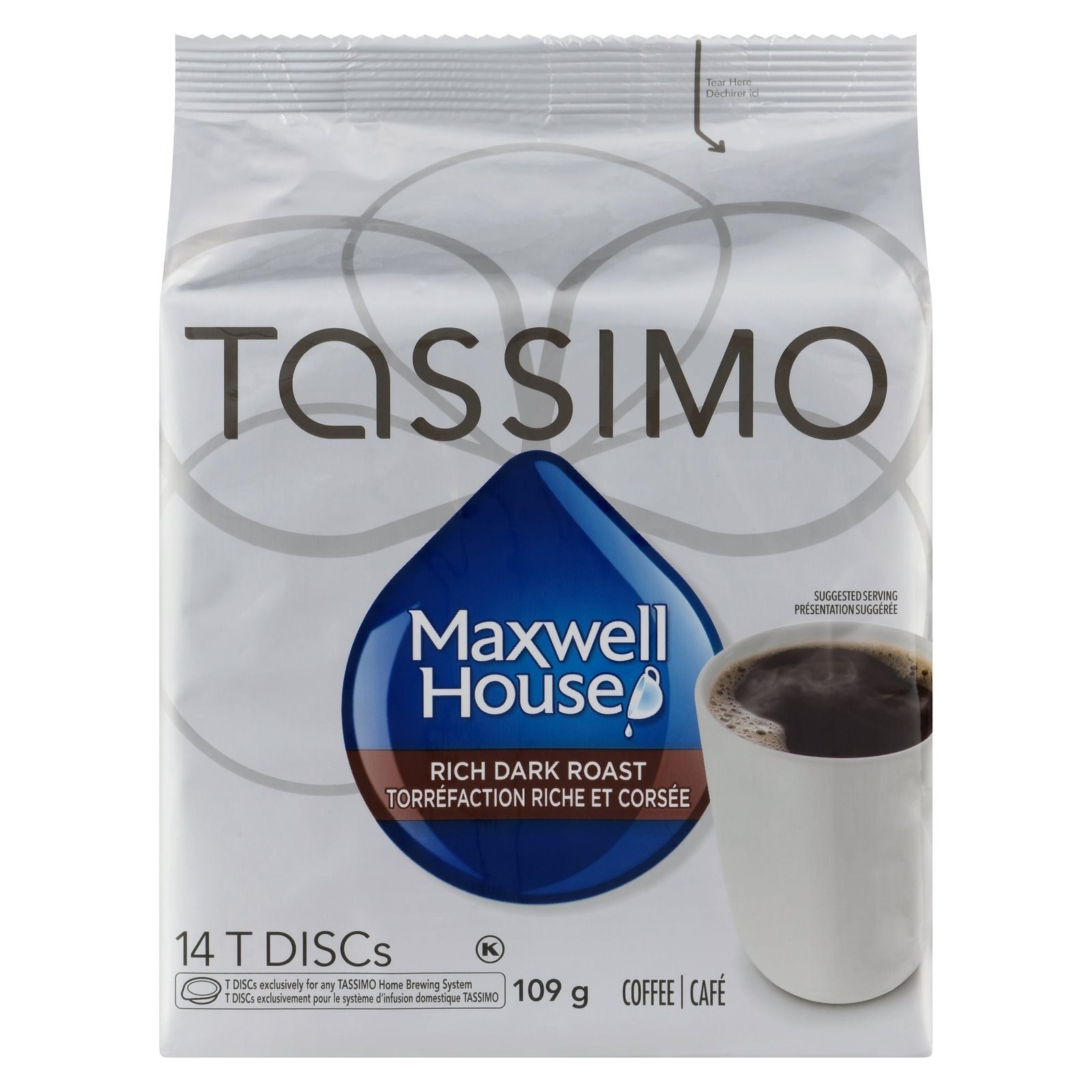 Maxwell House Tassimo Rich Dark Roast Coffee, 109 g