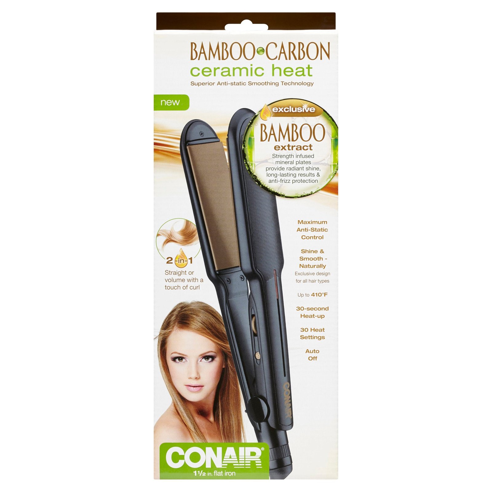 Conair Bamboo Carbon Straightener, 1 1/2-in