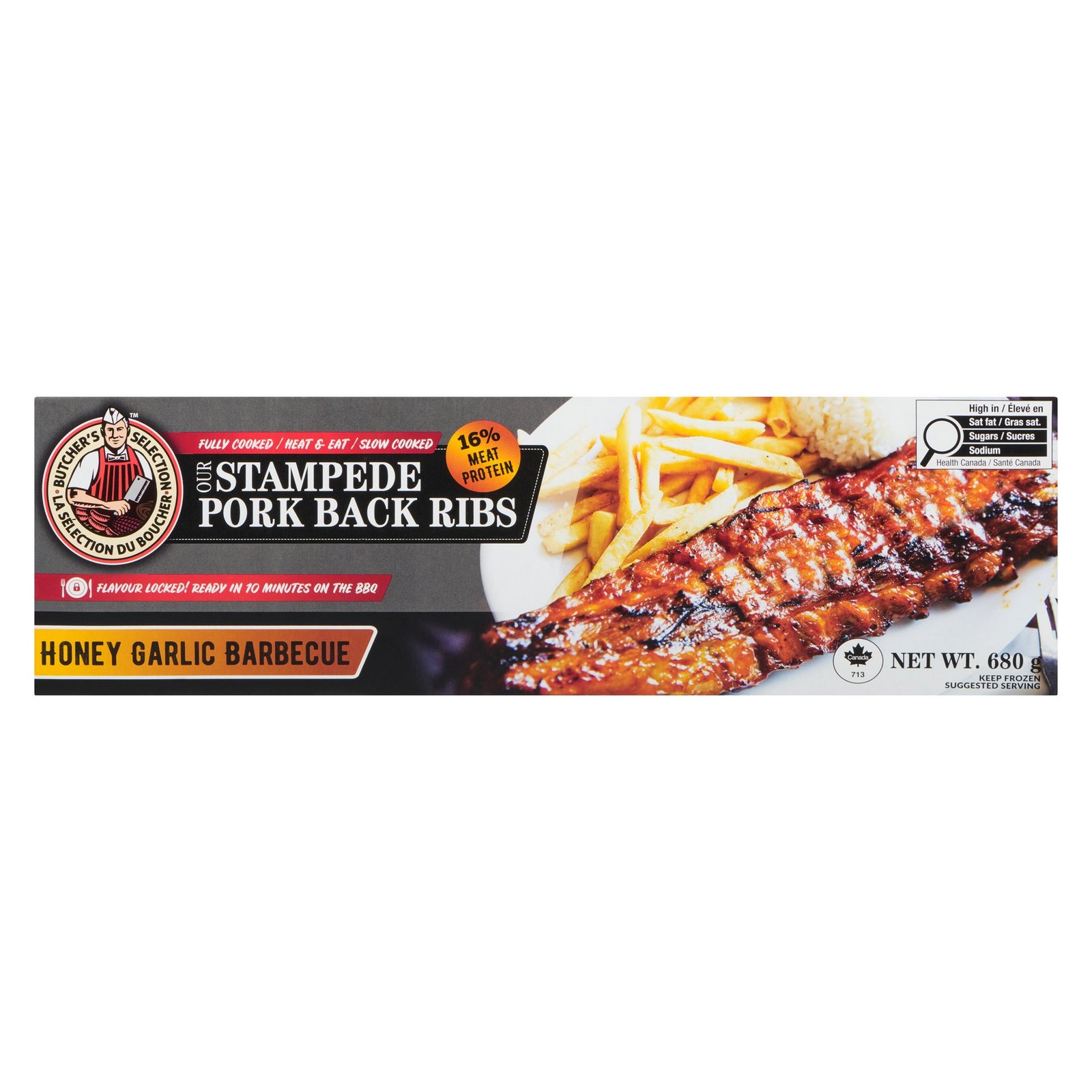 Butcher's Selection Our Stampede Pork Back Ribs Honey Garlic Barbecue, 680 g