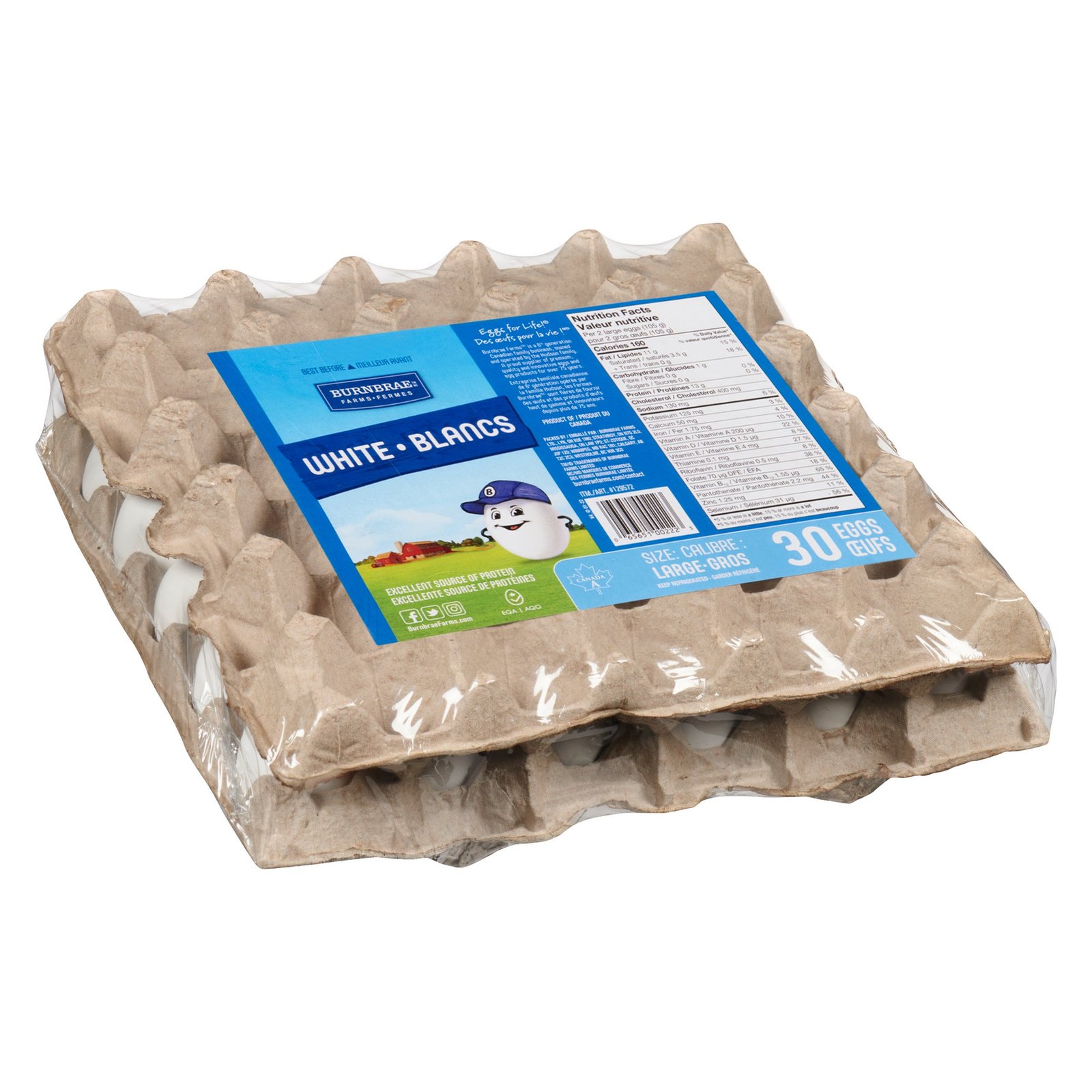 Burnbrae Farms Large White Eggs, 30-Pack