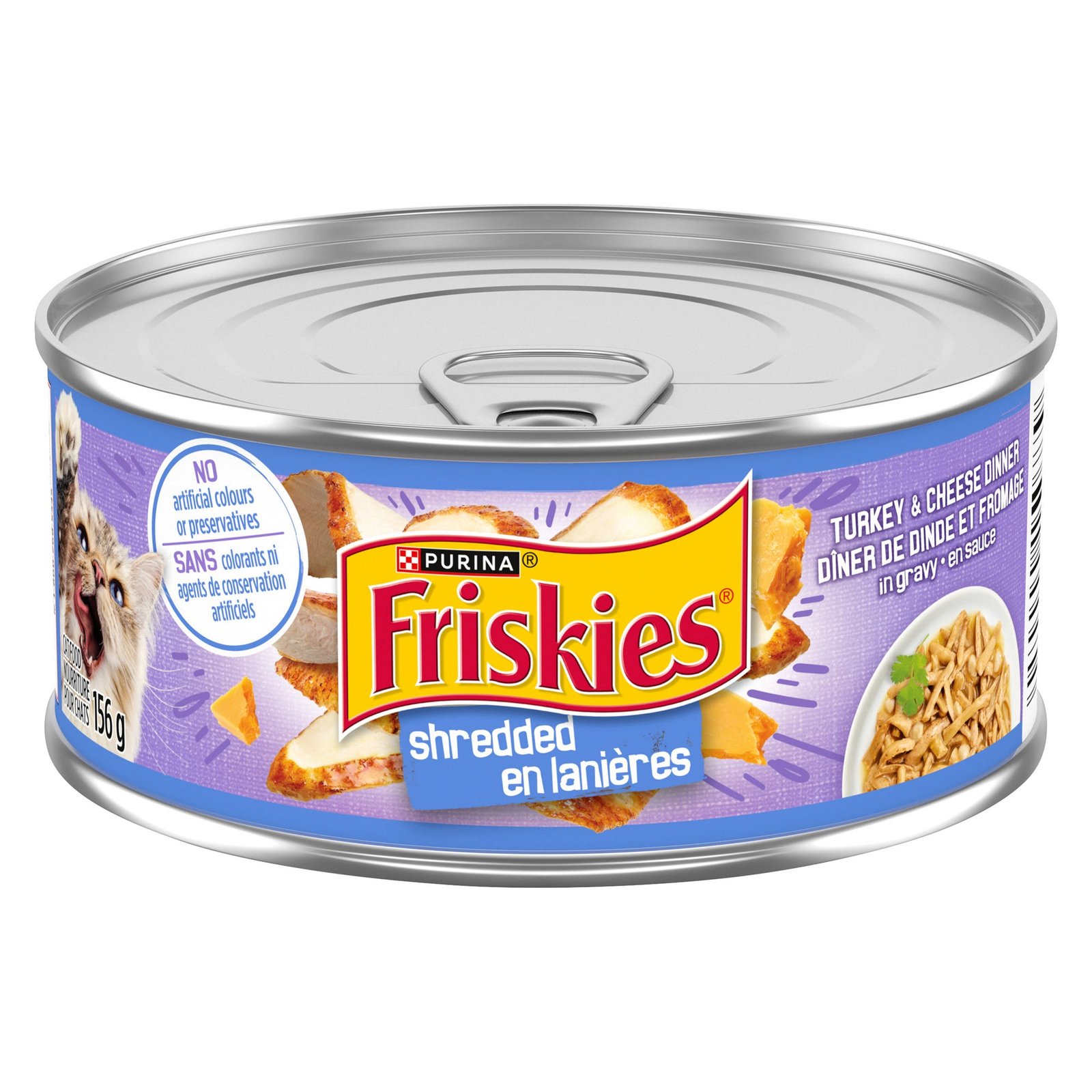 Purina Friskies Shredded Turkey and Cheese Dinner in Gravy Cat Food, 156 g