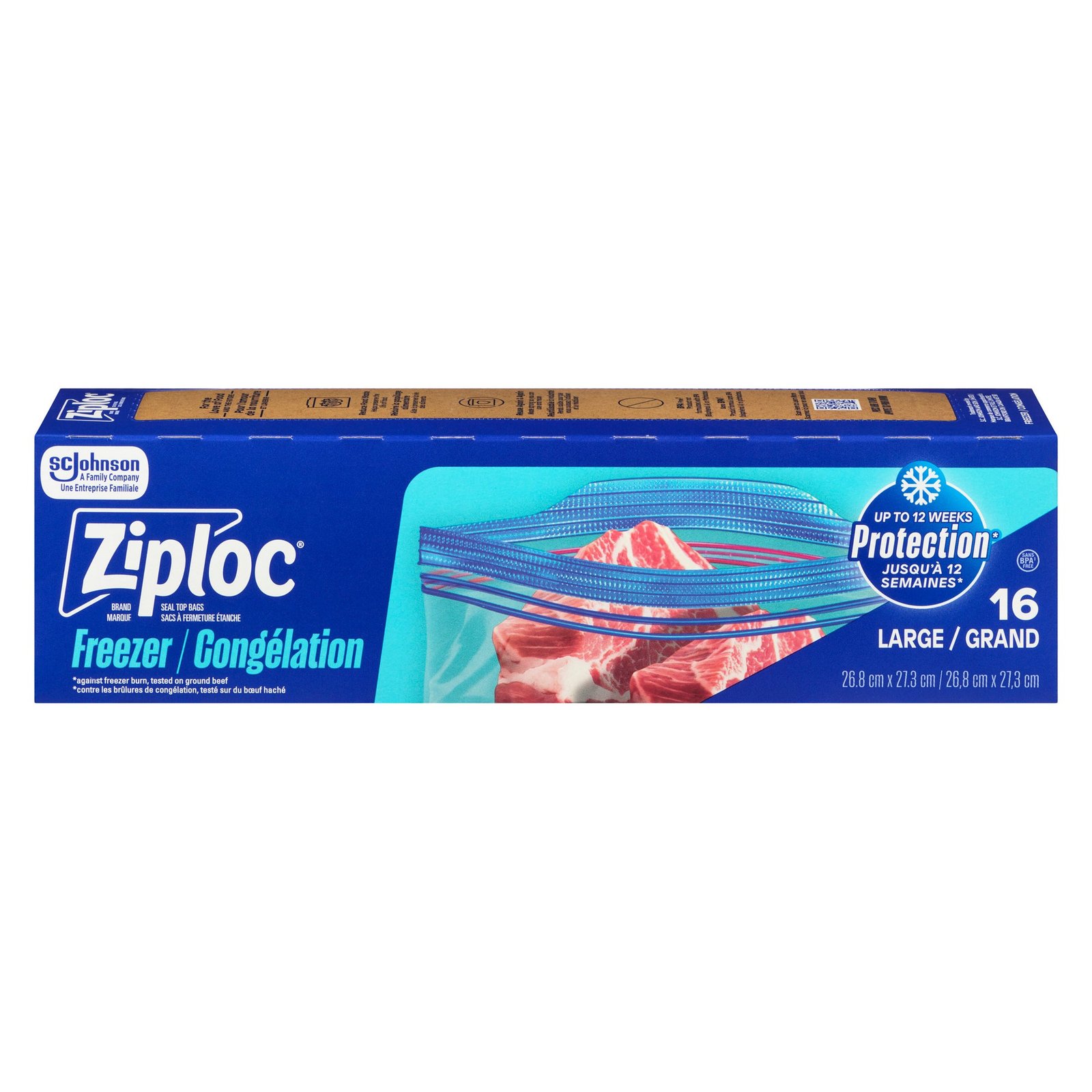 Ziploc Freezer Bags with Smart Zip, Large, 16-Pack