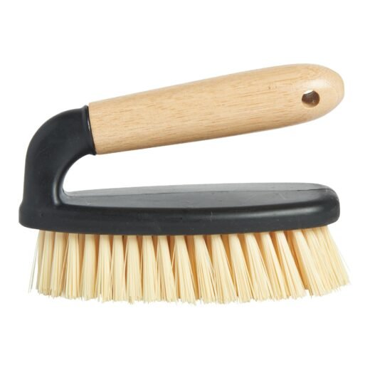 Giant Value Iron Scrub Dish Brush with Bamboo Handle, Brown and Black