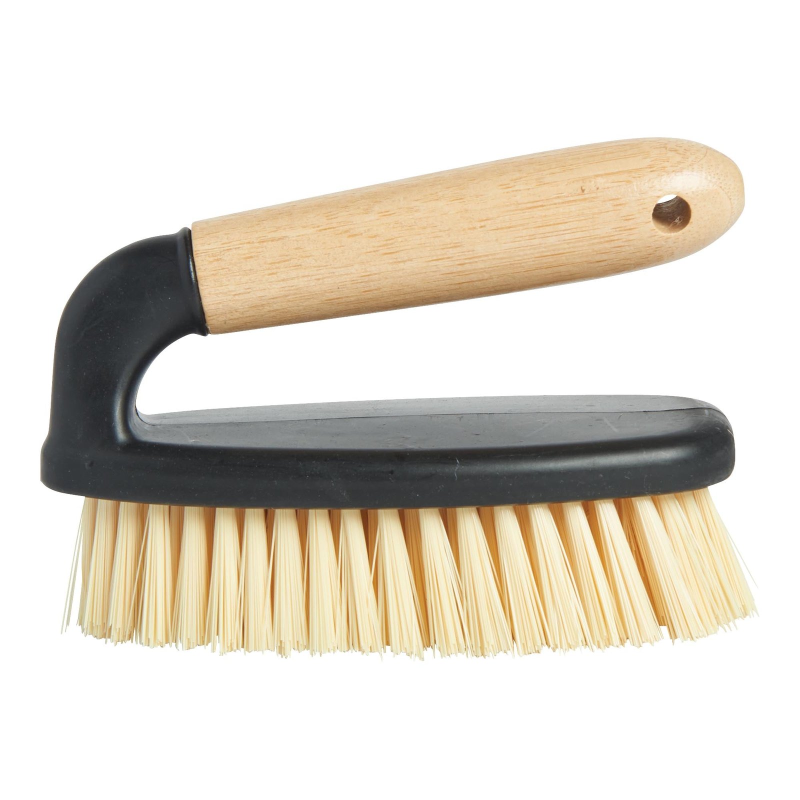 Giant Value Iron Scrub Dish Brush with Bamboo Handle, Brown and Black