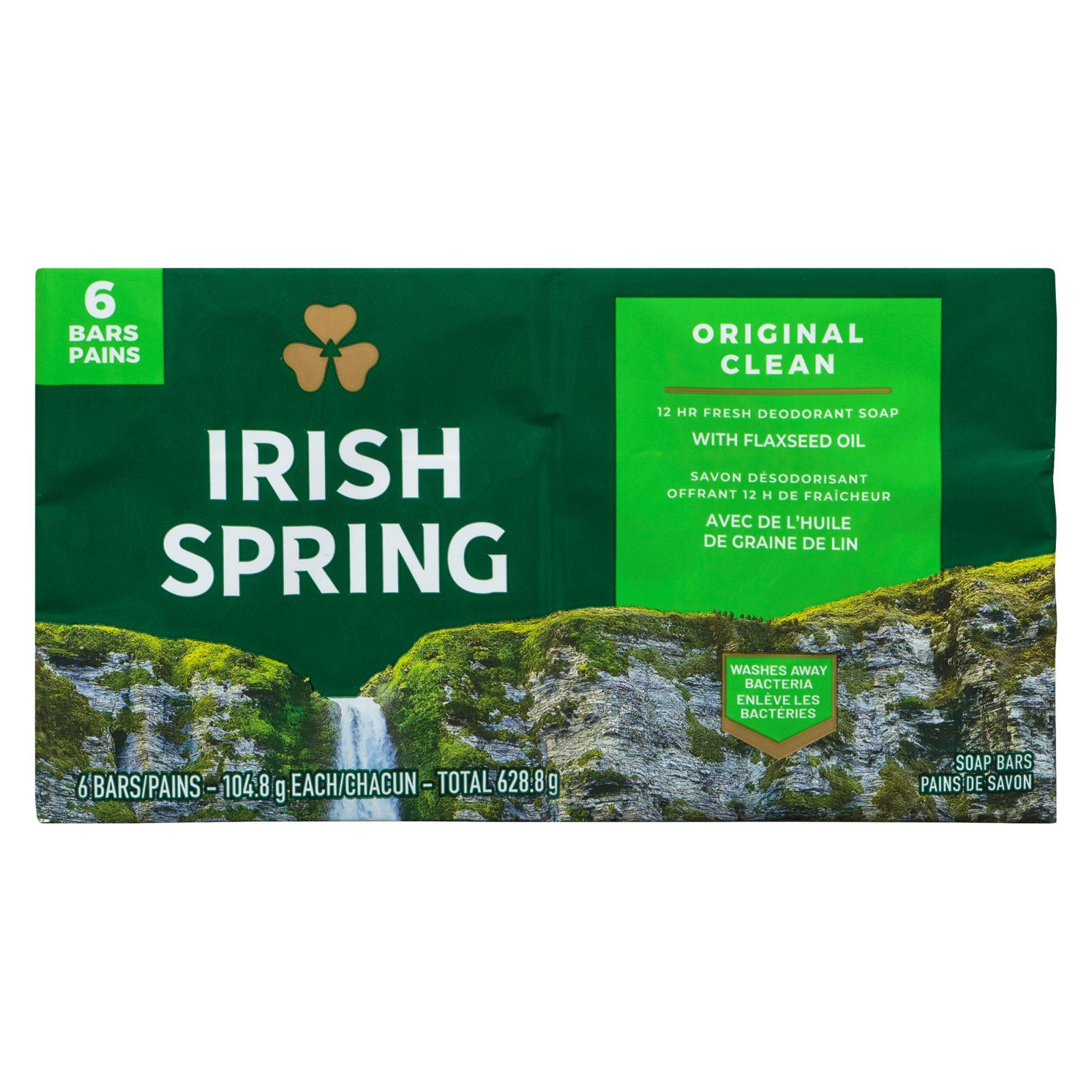 Irish Spring Original Clean Soap Bars, 6-Pack, 104.8-g