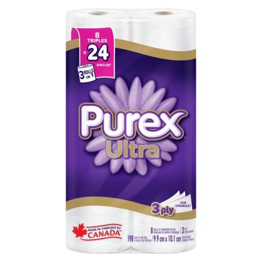 Purex Ultra 3-Ply Rolls of Bathroom Tissue, 8-Pack