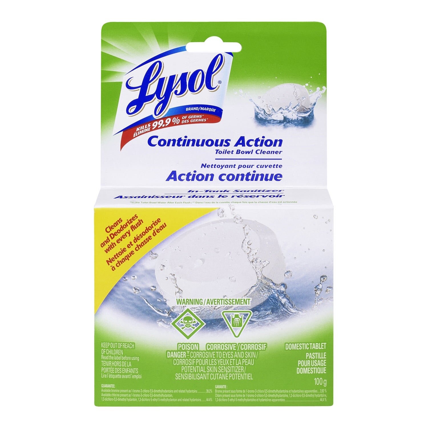 Lysol Continuous Action Non-Toxic Toilet Bowl Cleaning Puck, White, 100-g