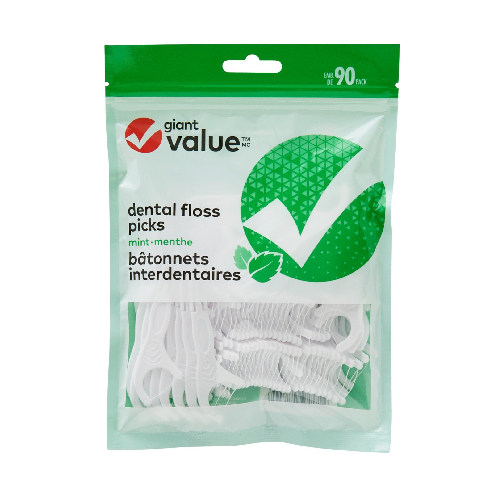 Giant Value Dental Floss Picks, 90-Pack