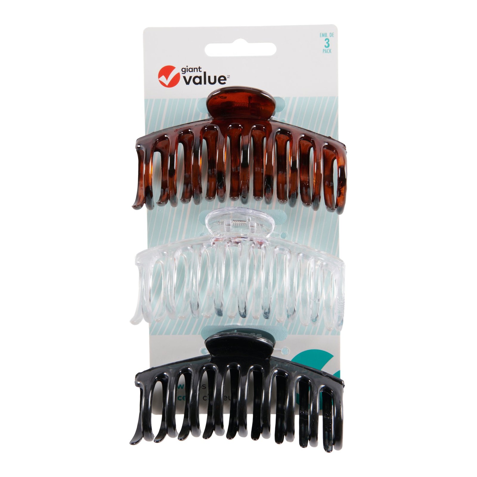 Giant Value Claw Clips, 3-Pack