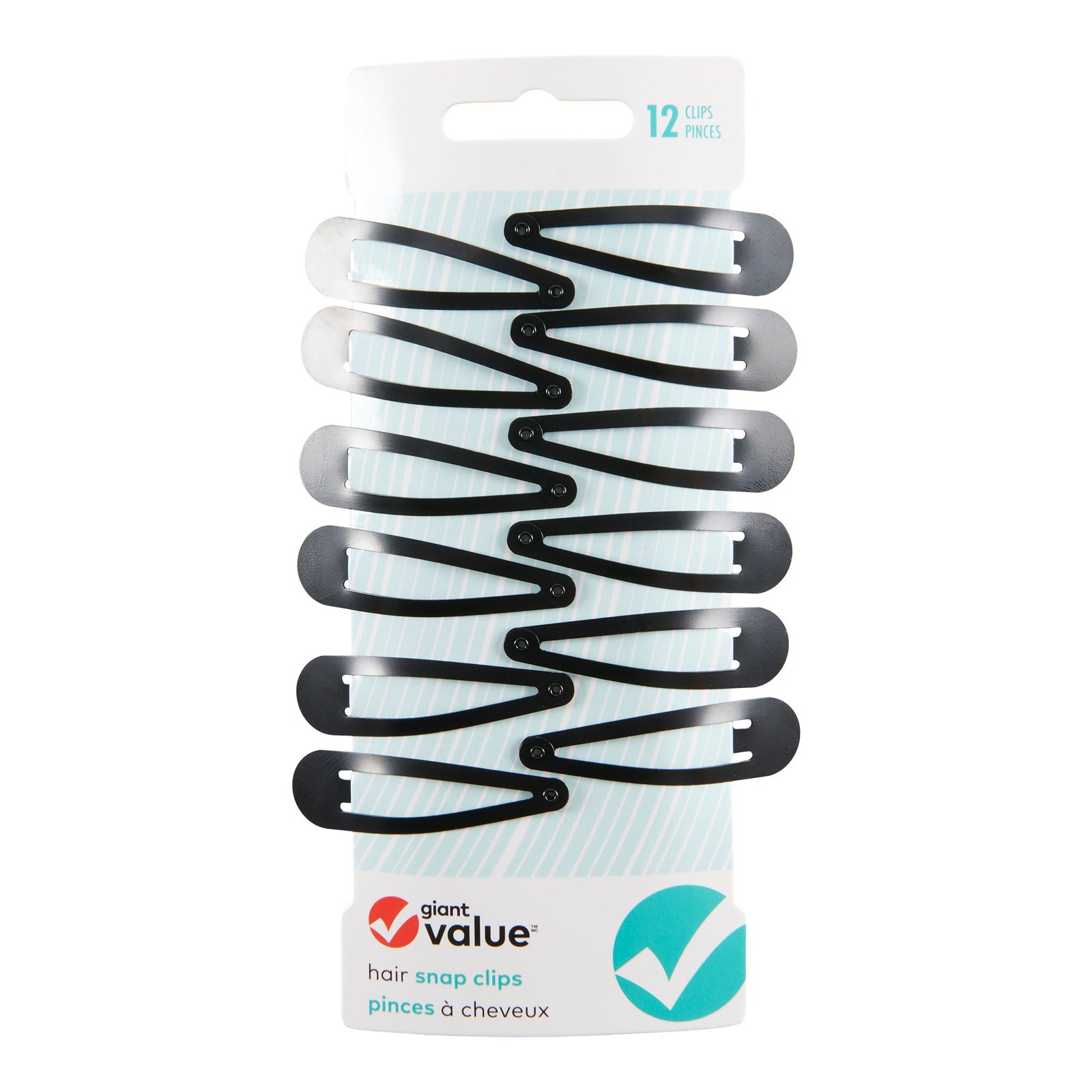 Giant Value Black Snap Clips, 12-Pack