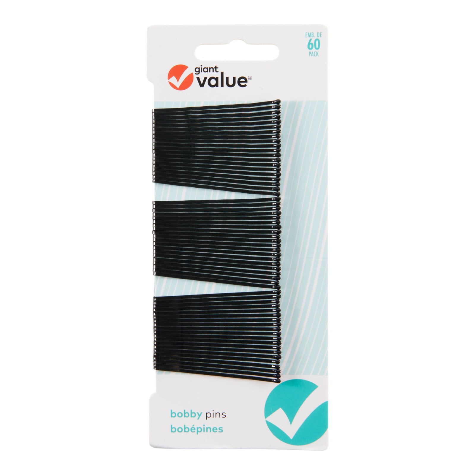 Giant Value Black Bobby Pin, 60-Pack