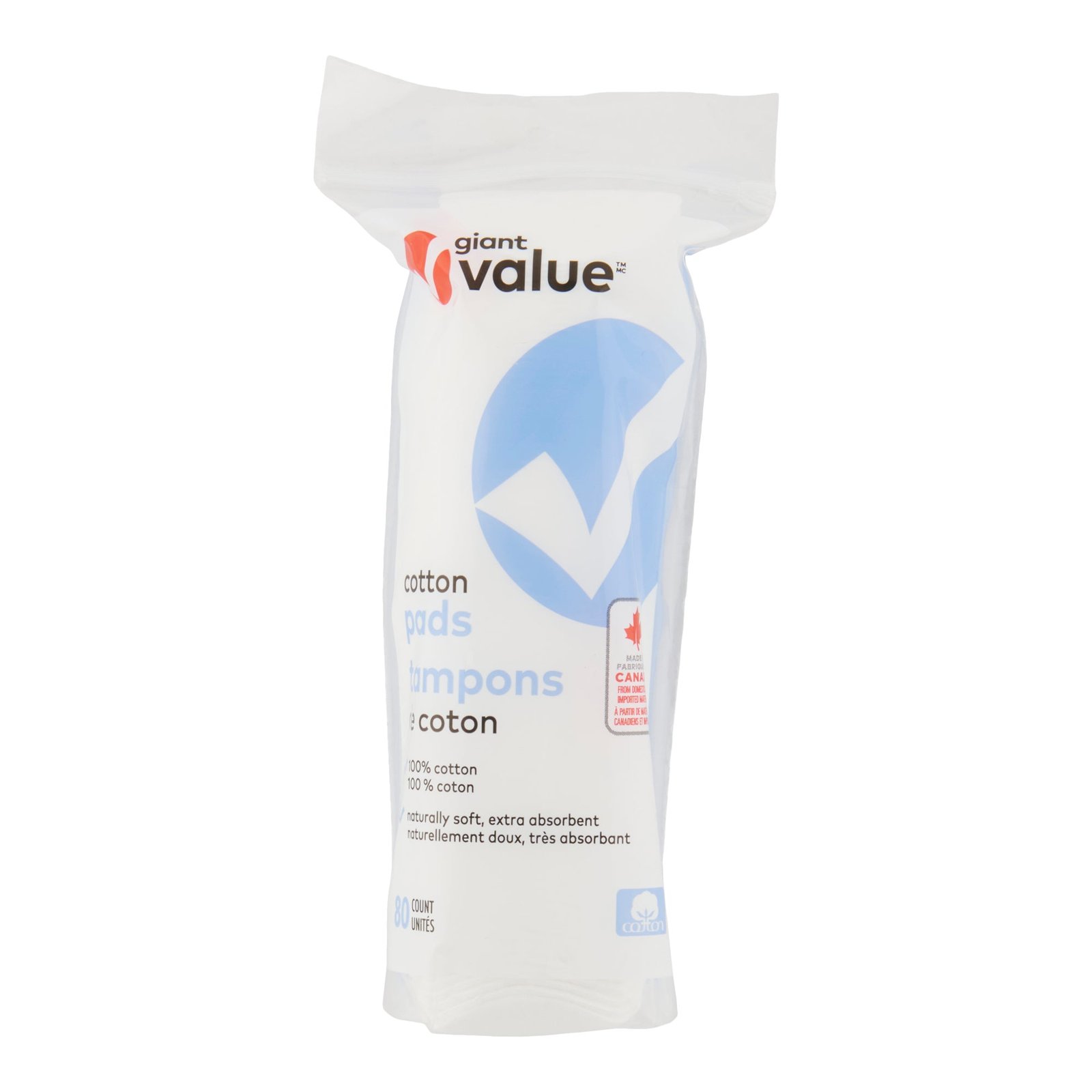 Giant Value Cotton Pads, 80-Pack