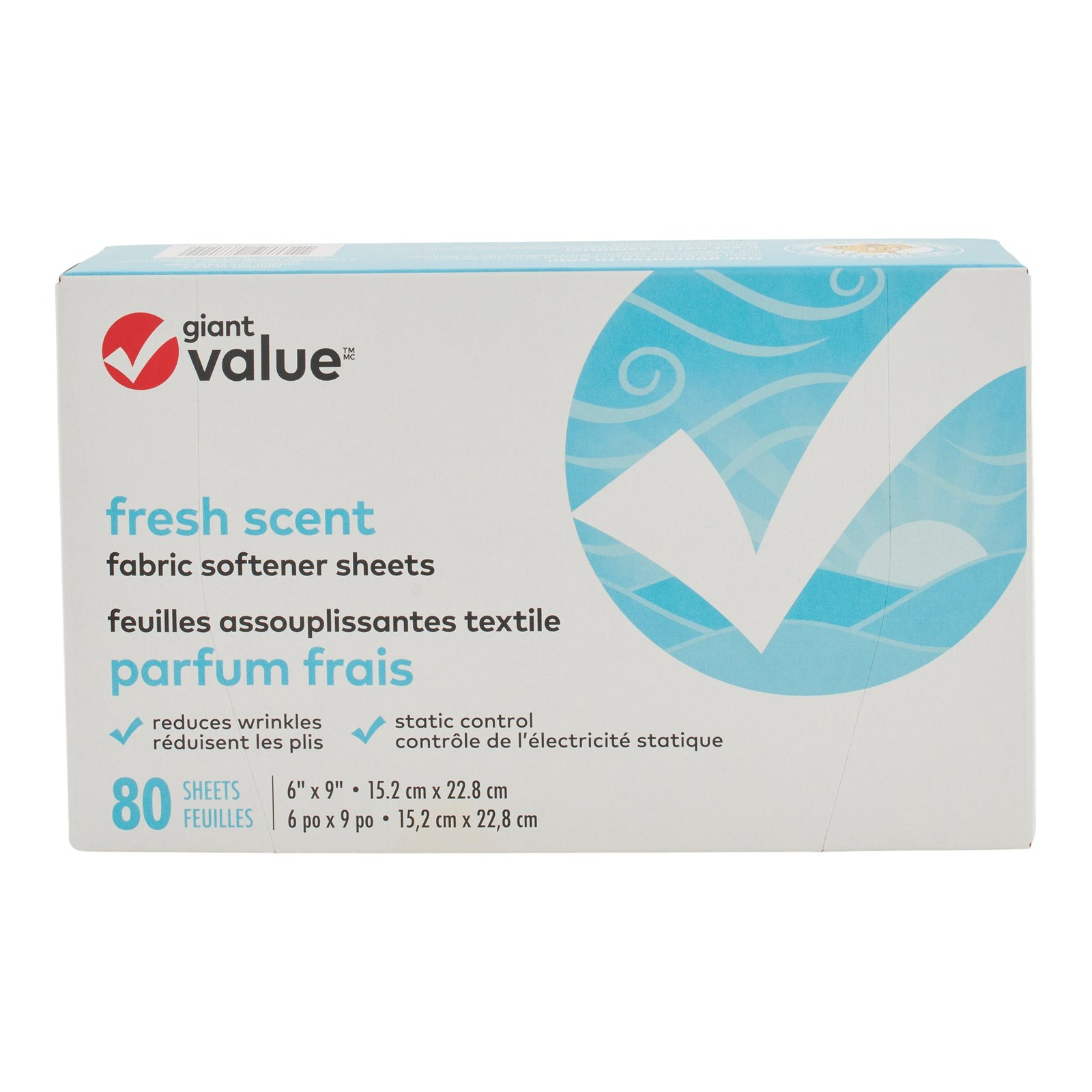Giant Value Fabric Softener Sheets, 80-Pack