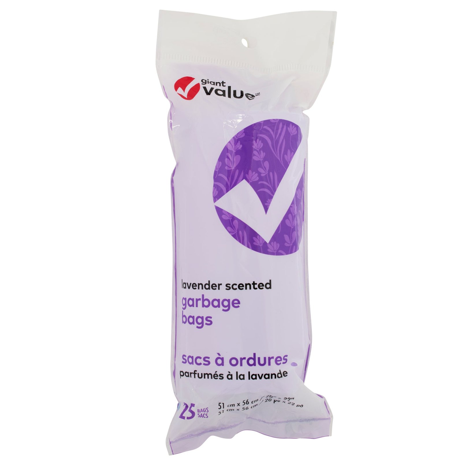 Giant Value Lavender Scented Garbage Bags, 25-Pack