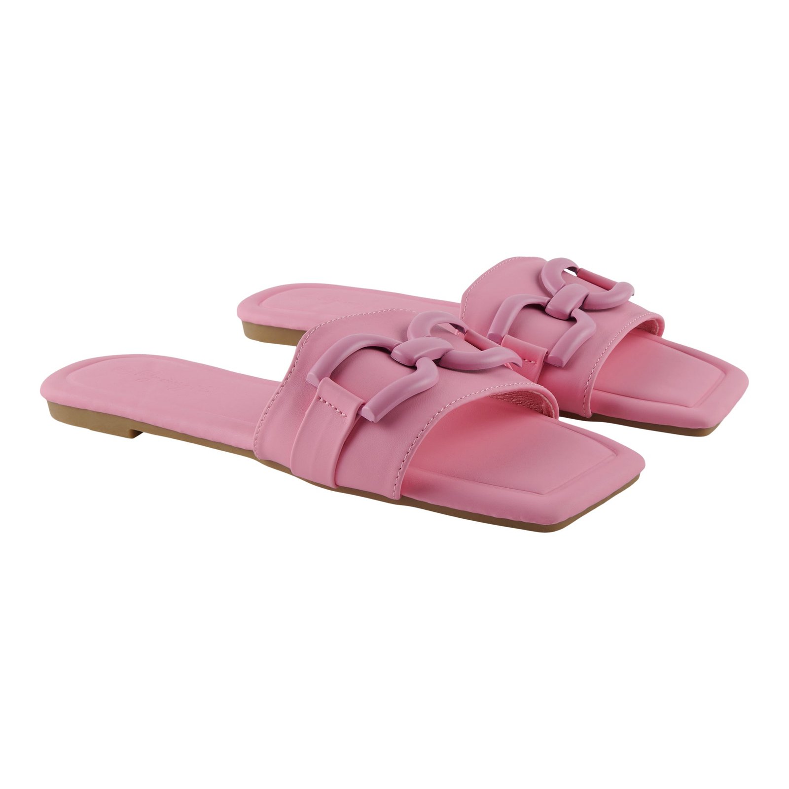 lily morgan Women's Faux Buckle Fashion Slides