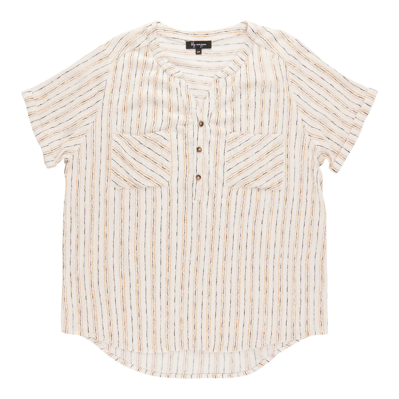 lily morgan Women's Short Sleeve V-Neck Blouse