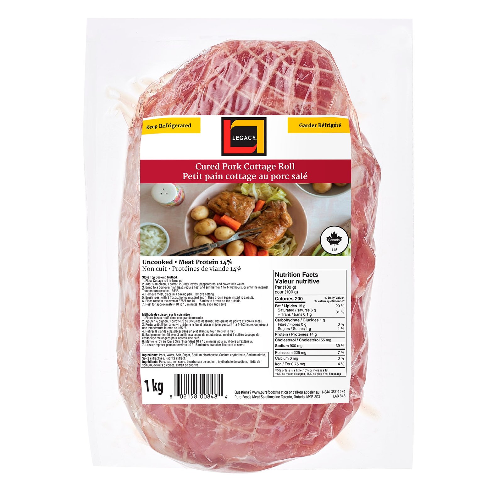 Legacy Cured Cottage Roll Pork Roast, 1-kg