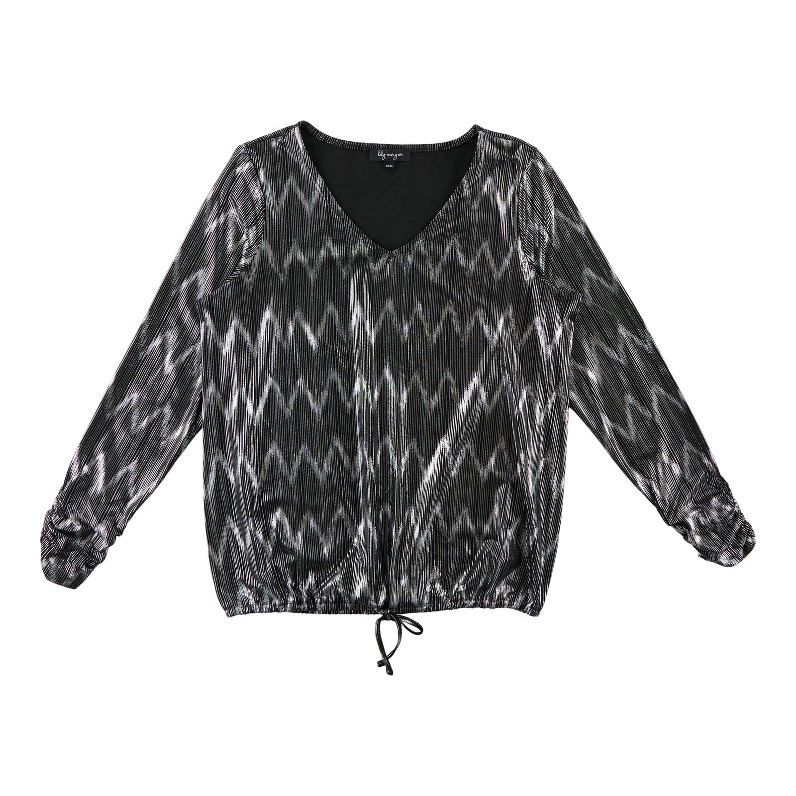 lily morgan Women's Tie-Front Long Sleeve Top