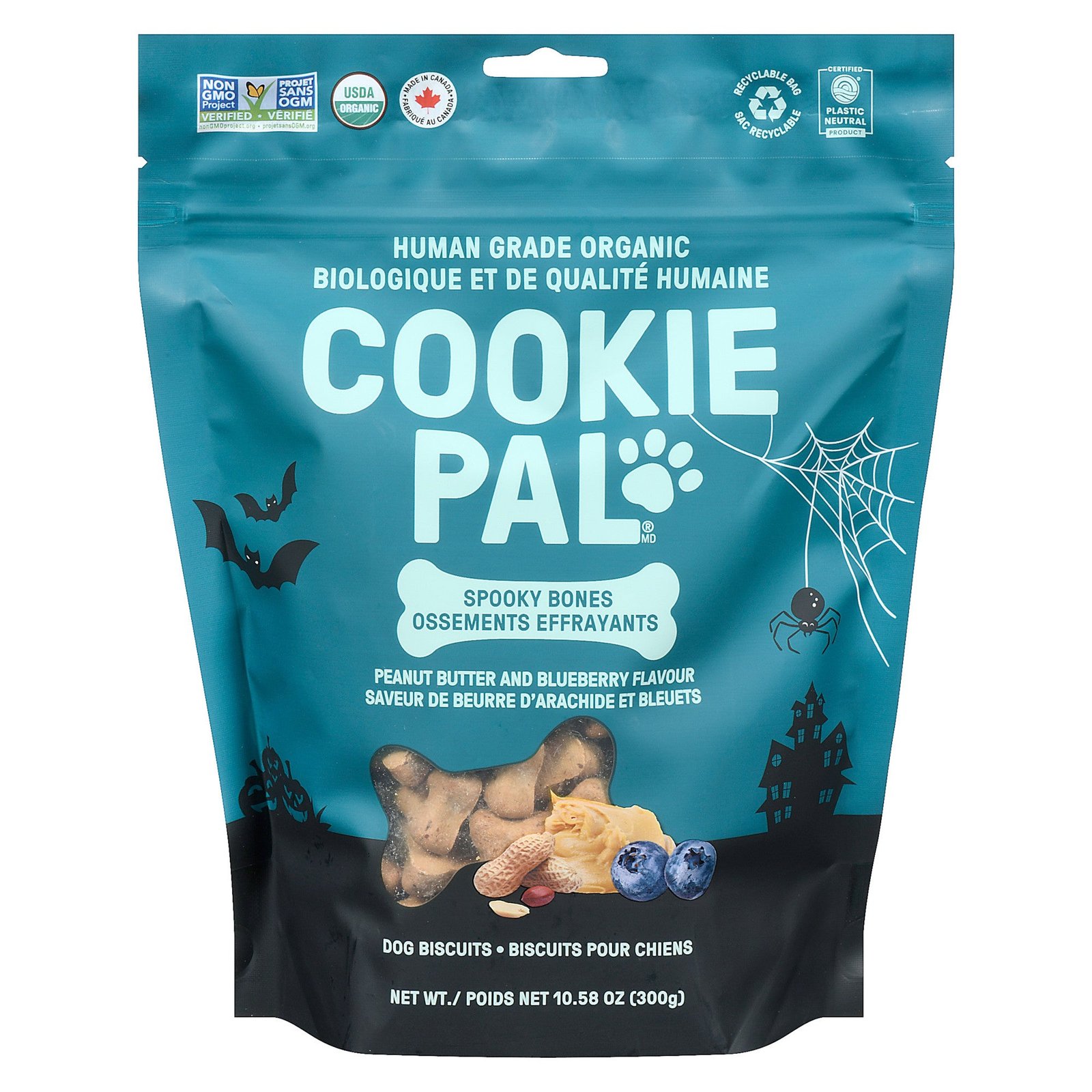 COOKIE PAL Spooky Bones Dog Treats, Peanut Butter & Blueberry, 300g