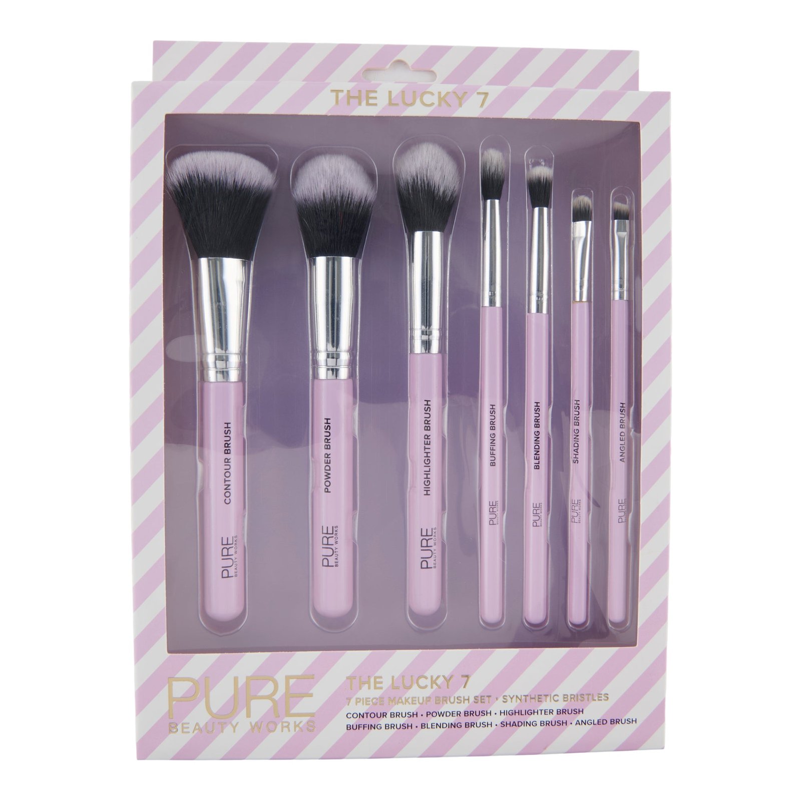 Pure Beauty Works Makeup Brush Set, 7-Pieces