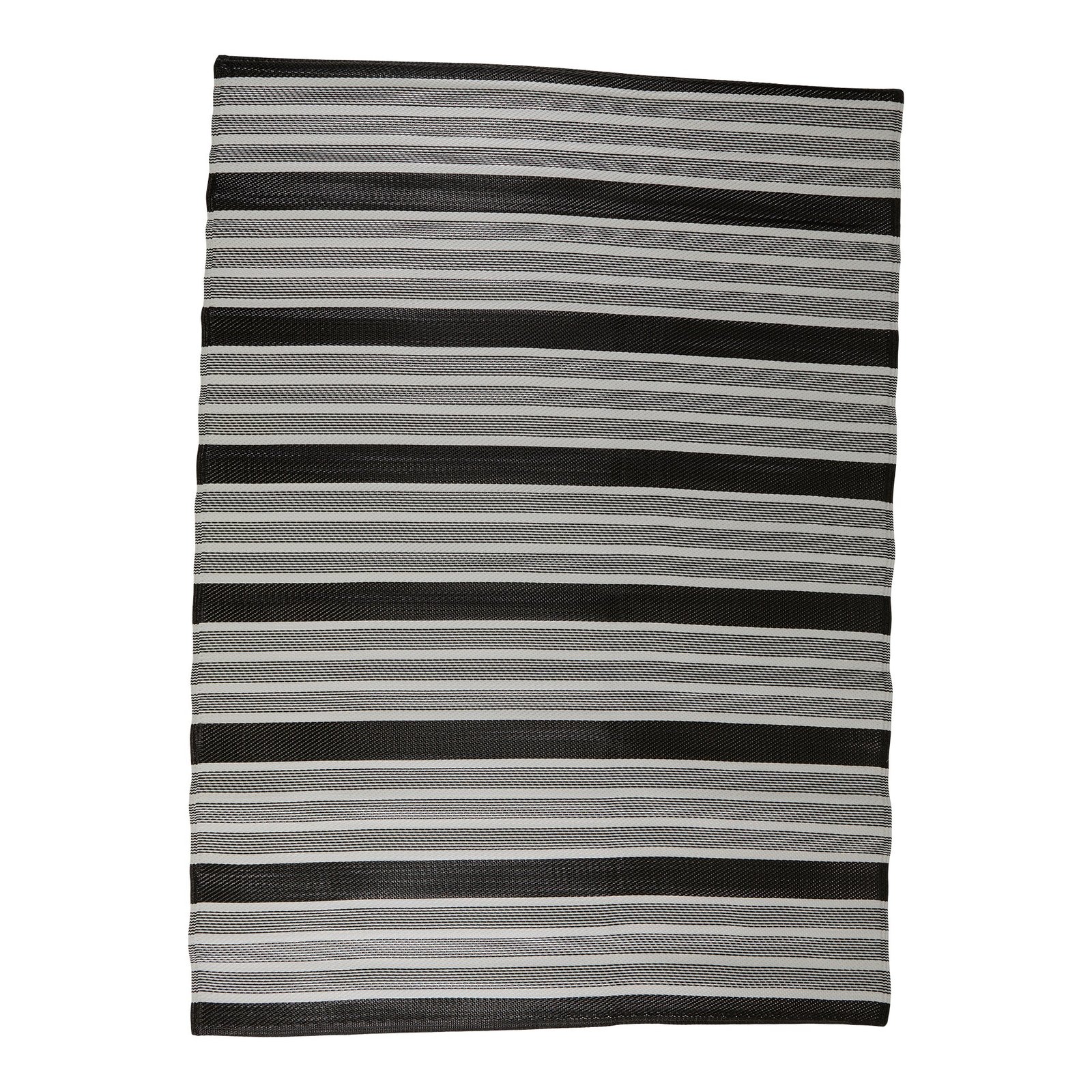 Outdoor Striped Rug, Black/White, 5-ft x 7-ft.