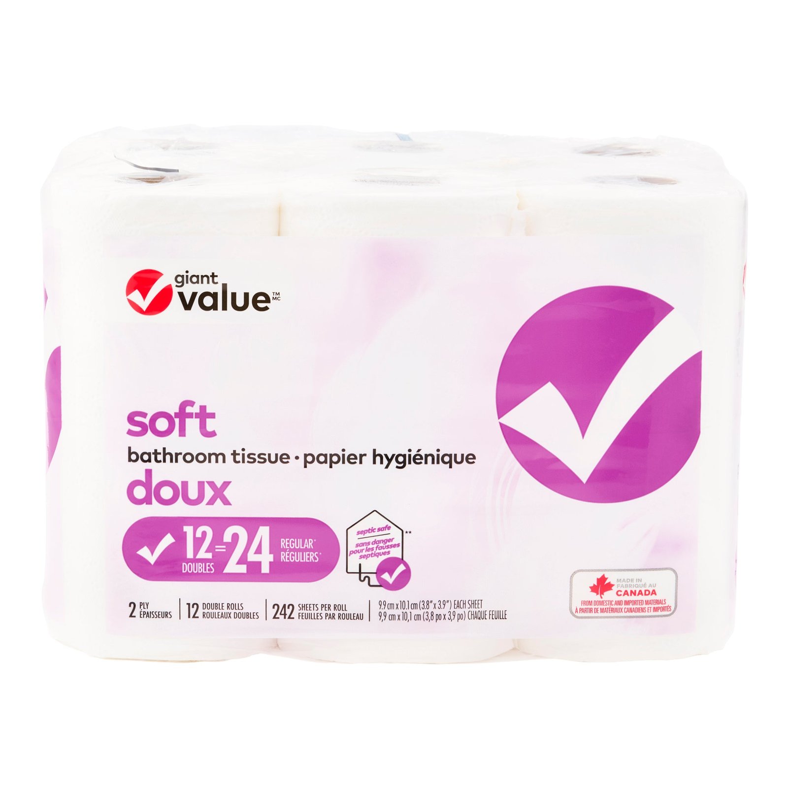 Giant Value Soft Bathroom Tissue, 12-Pack