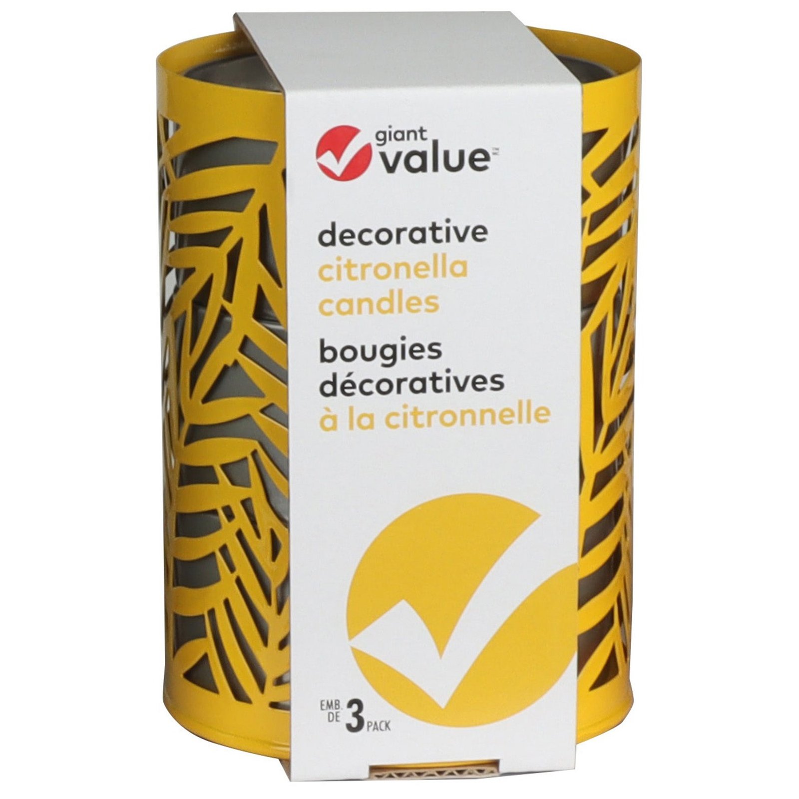 Giant Value Decorative Citronella Candles, 3-Pack